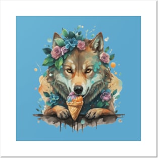 wolf eating ice cream gift ideas Posters and Art